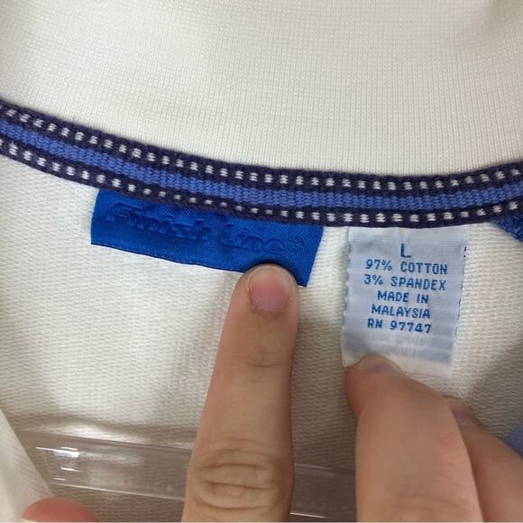 Finish Line Y2K Blue White Colorblock Full Zip Sweatshirt Jacket Womens Large - Picture 4 of 5